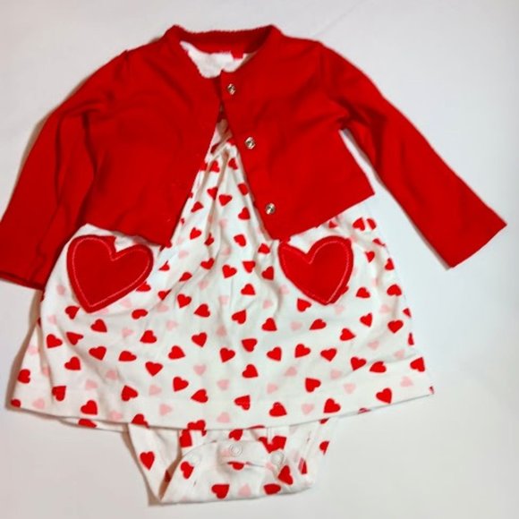 Just One You by Carters Matching Bodysuit Dress and Cardigan, 12M - Picture 1 of 4